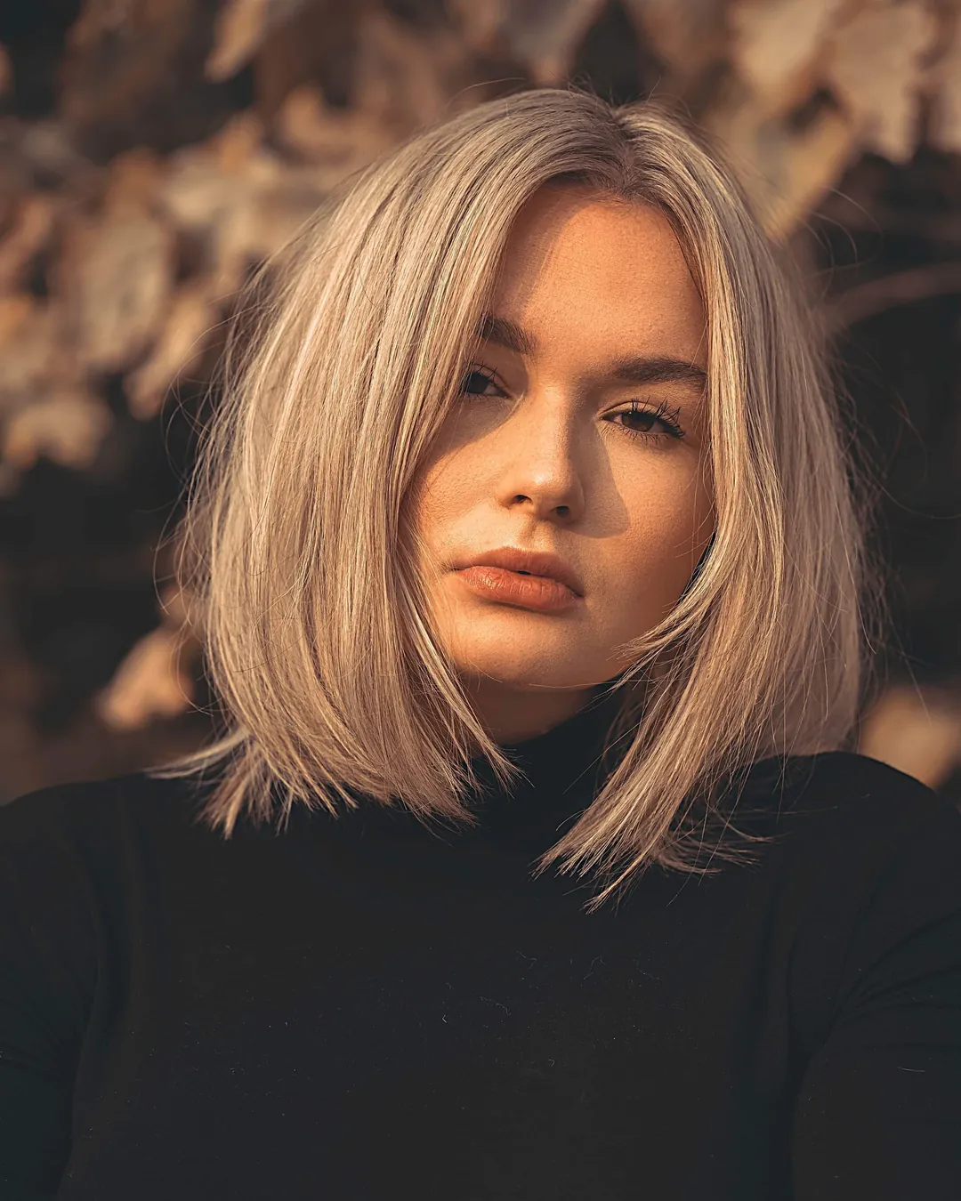 A blonde lob framing the face