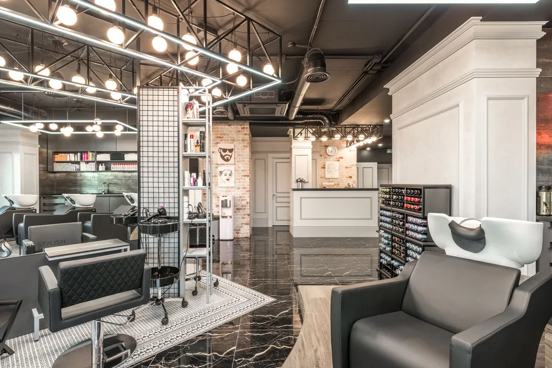 Backwash basins and chairs in a salon