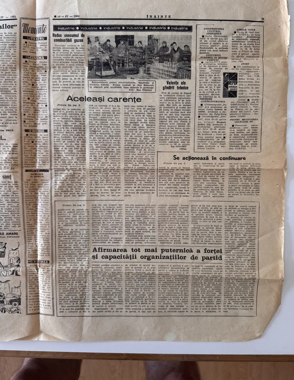 Înainte, duminică 19 aprilie 1981, pagina 3