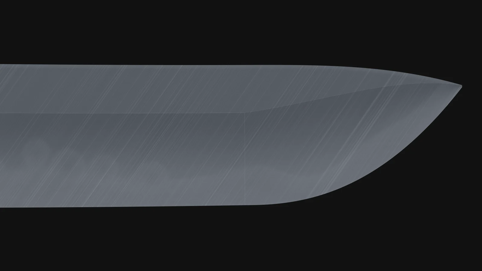 Chū-nagura: Scratches turn fine and even. The worked angle changes with every stone.