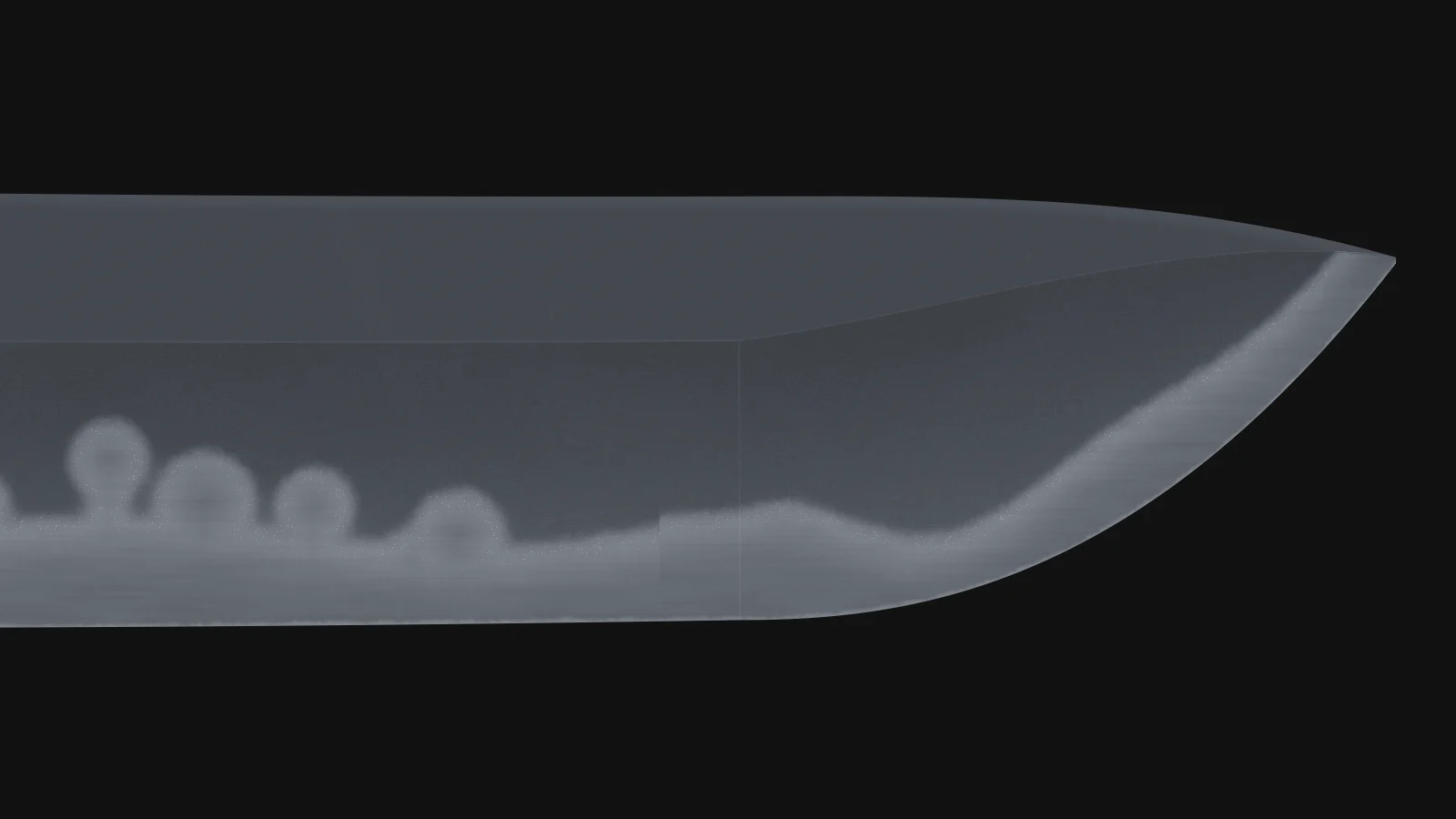 Uchigumori jito: A harder natural stone for the body. The hada comes up, the surface turns matte.