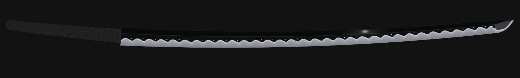 The whole blade of Mumei, Osaka shintō, Sukehiro school with its tang, after polishing.