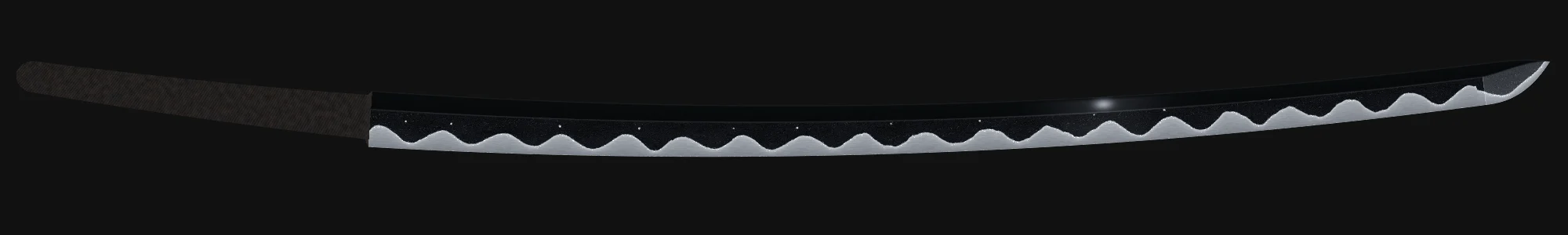 The whole blade of Sōshū Tsunahiro with its tang, after polishing.