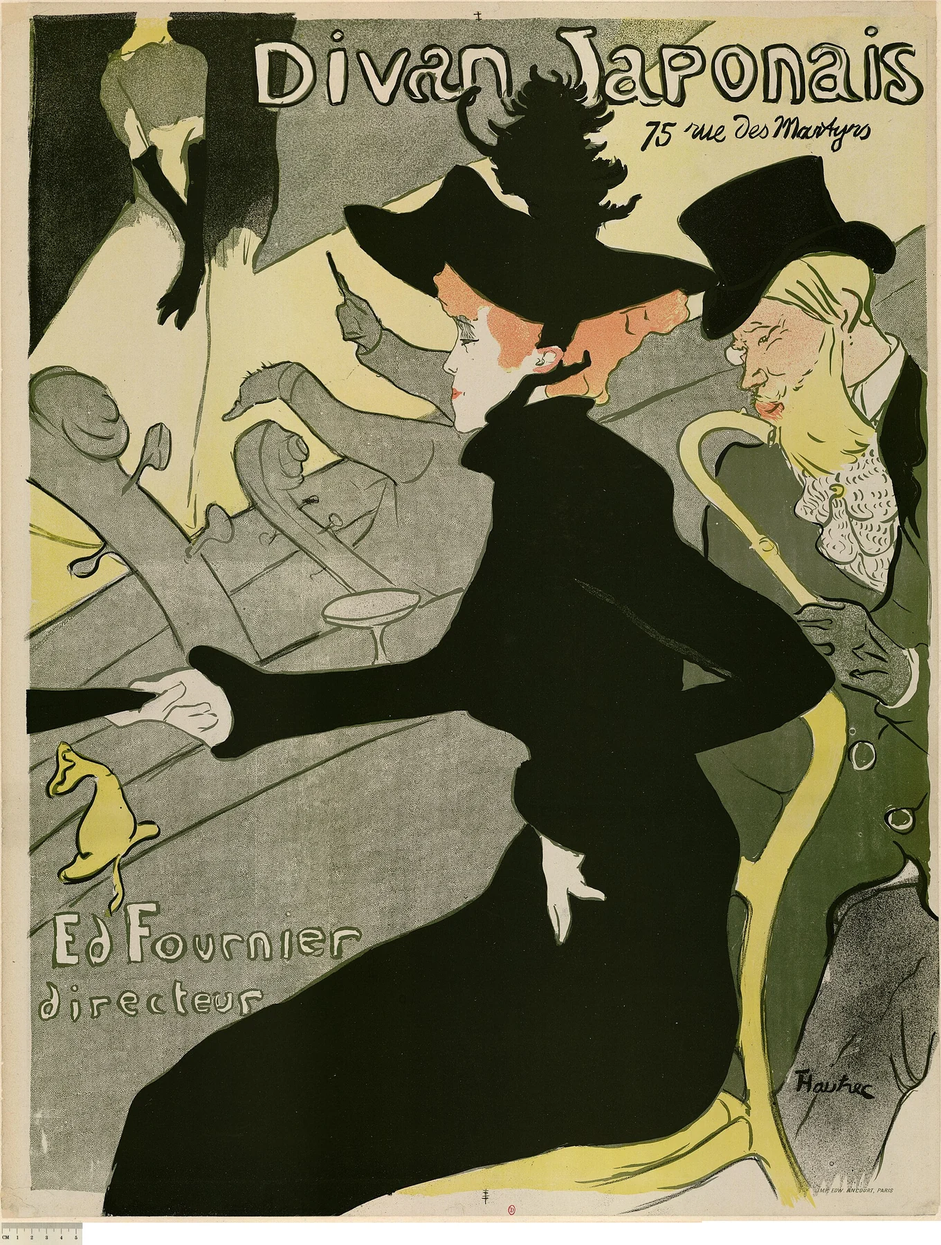 Divan Japonais: Yvette Guilbert, Jane Avril, Henri de Toulouse-Lautrec, 1893. Scanare.