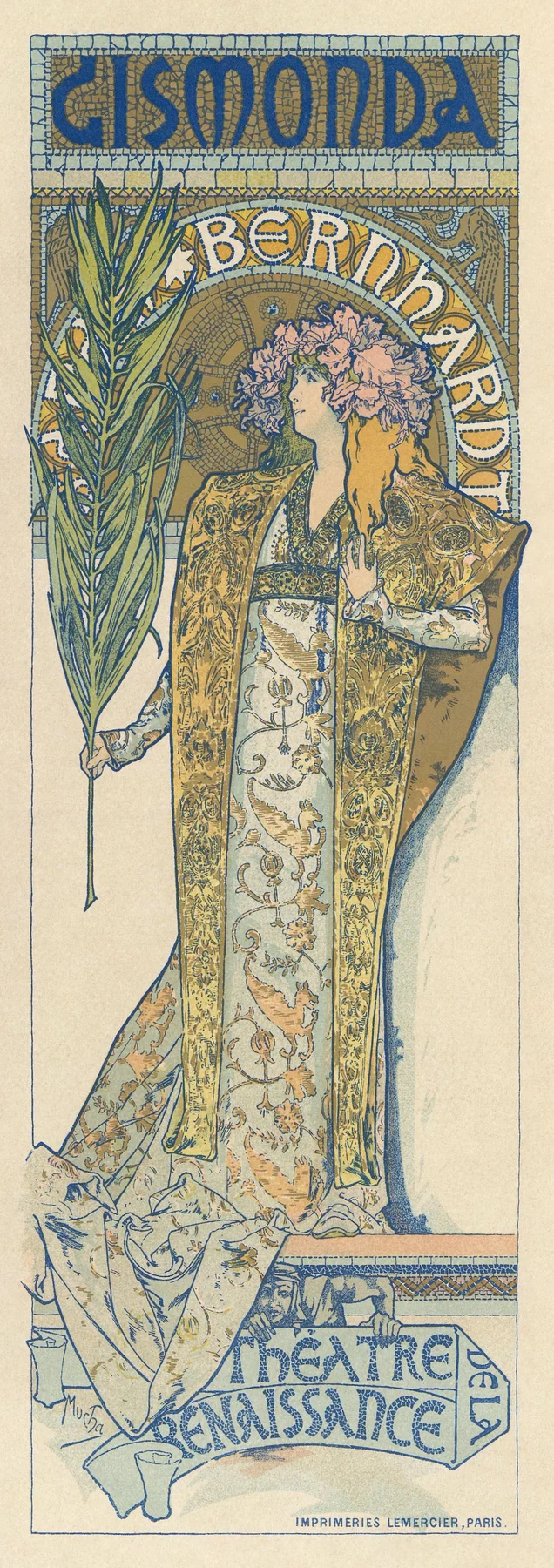 Gismonda: Sarah Bernhardt, Alphonse Mucha, 1895. Scanare.