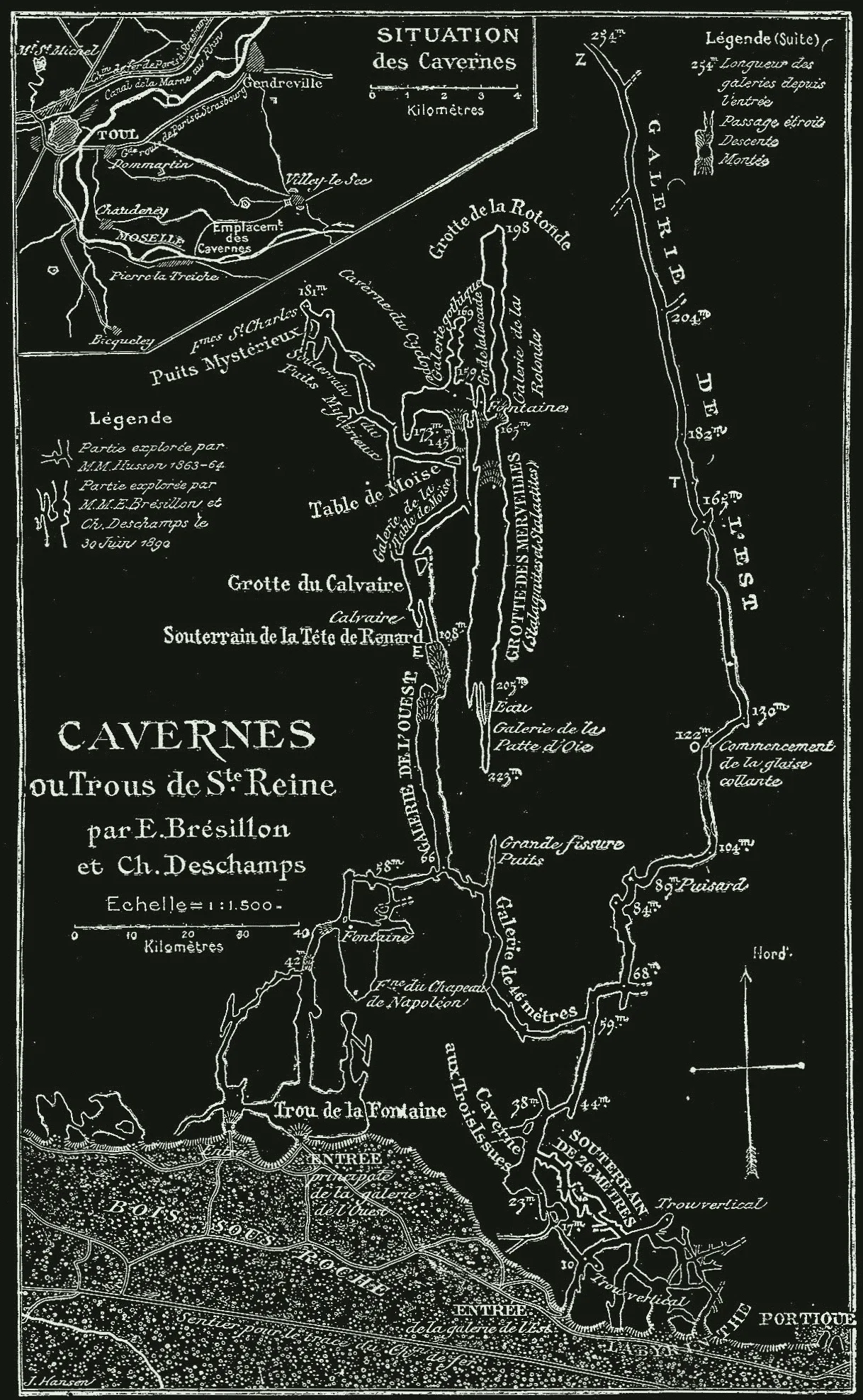 Plan of the Grotte Sainte-Reine, published by Martel in Les Abîmes, 1894