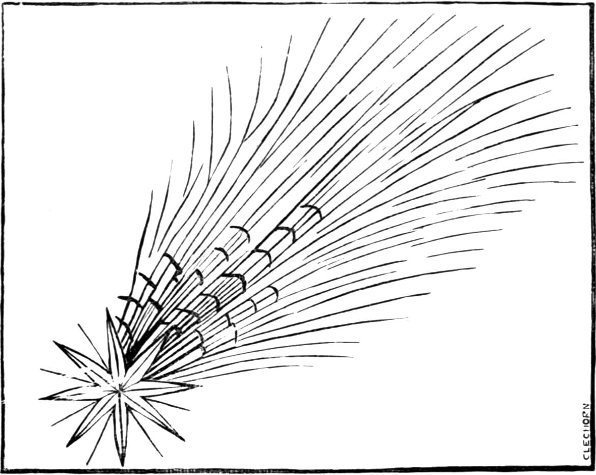 Woodcut of a comet with a fan of straight rays, from the Nuremberg Chronicle.