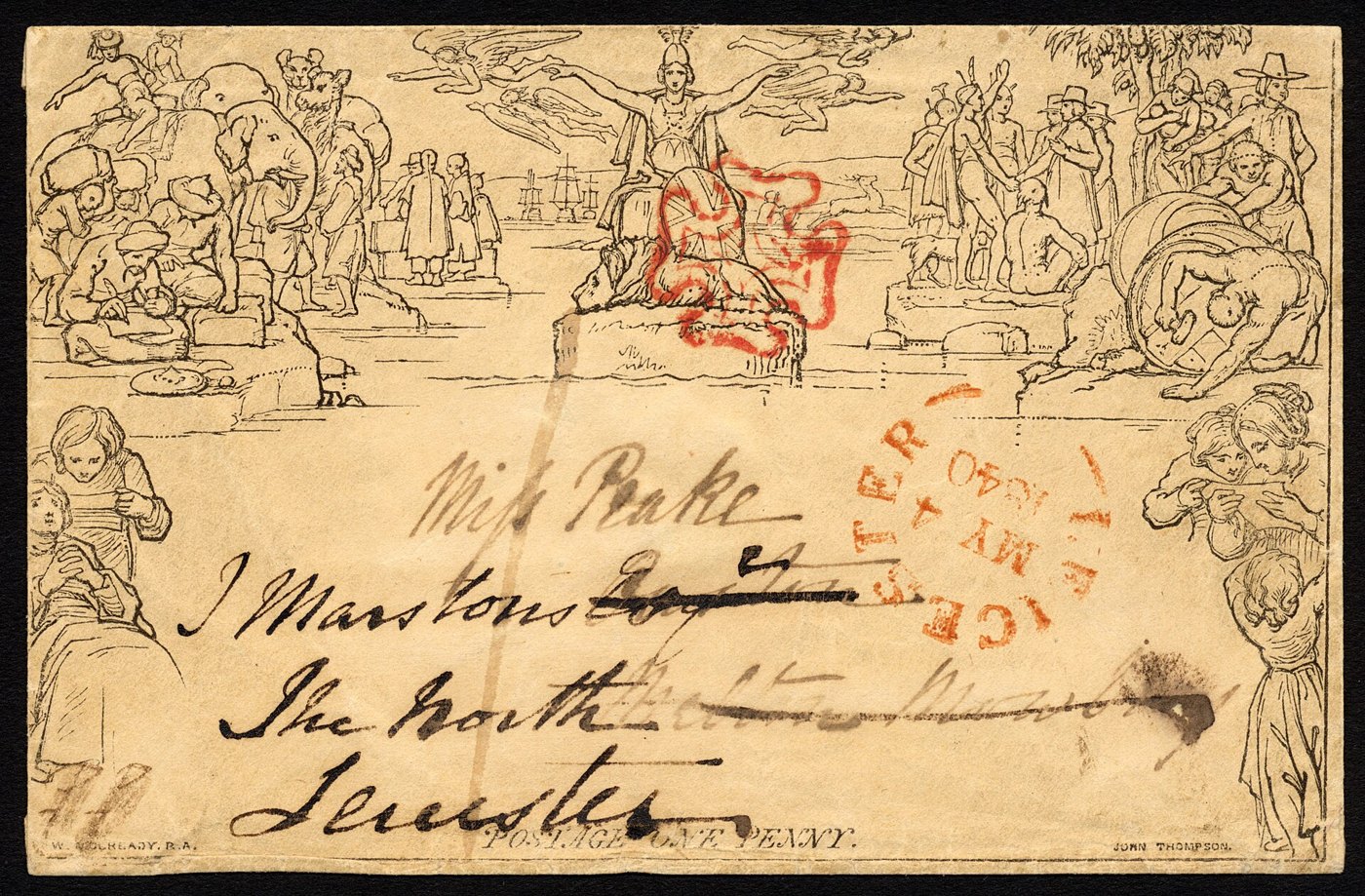 Mulready envelope postmarked Leicester, 4 May 1840