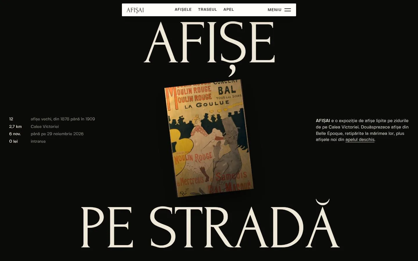 AFIȘAI: the first screen of the site at 1440 by 900