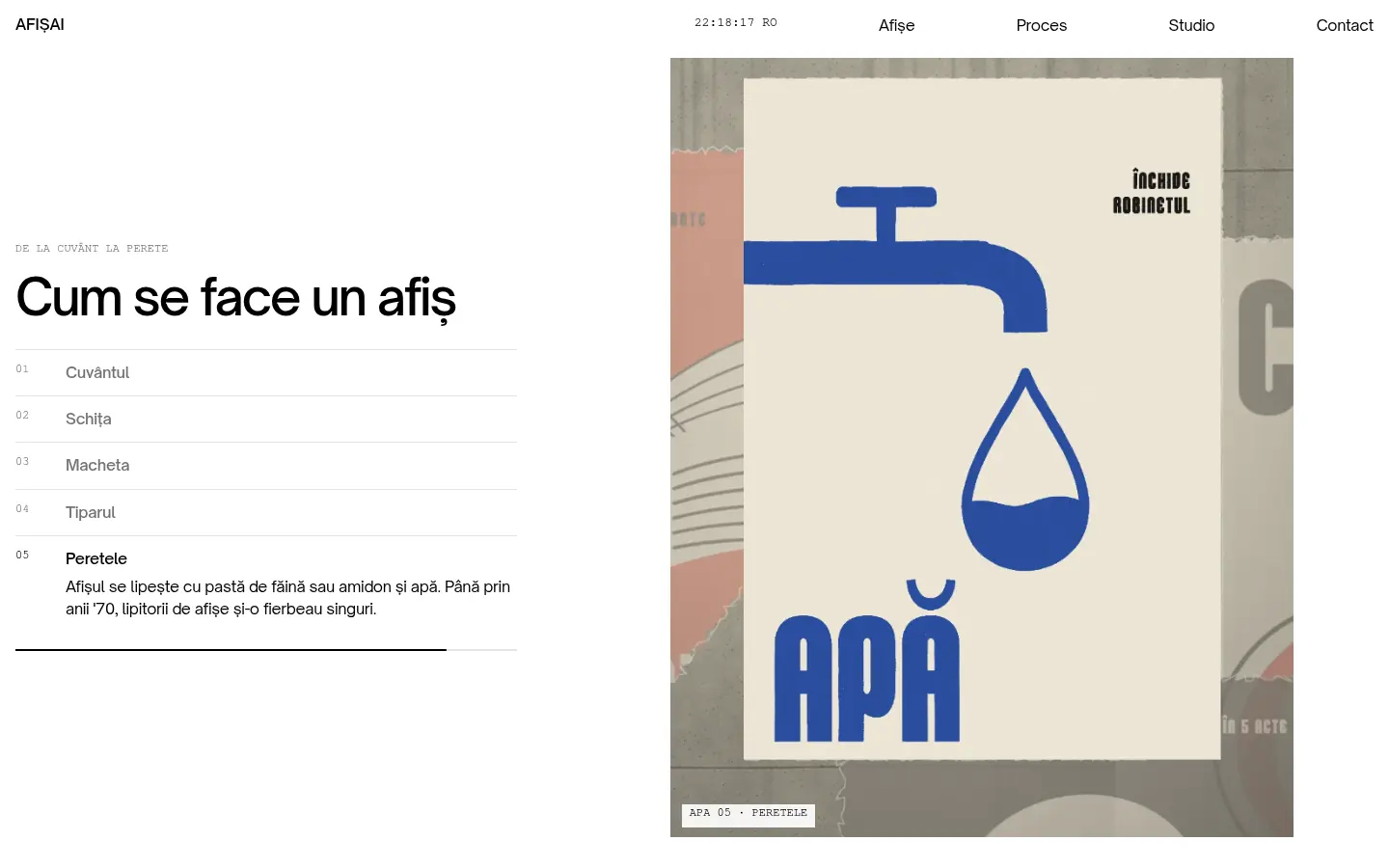 AFIȘAI design, further down the home page