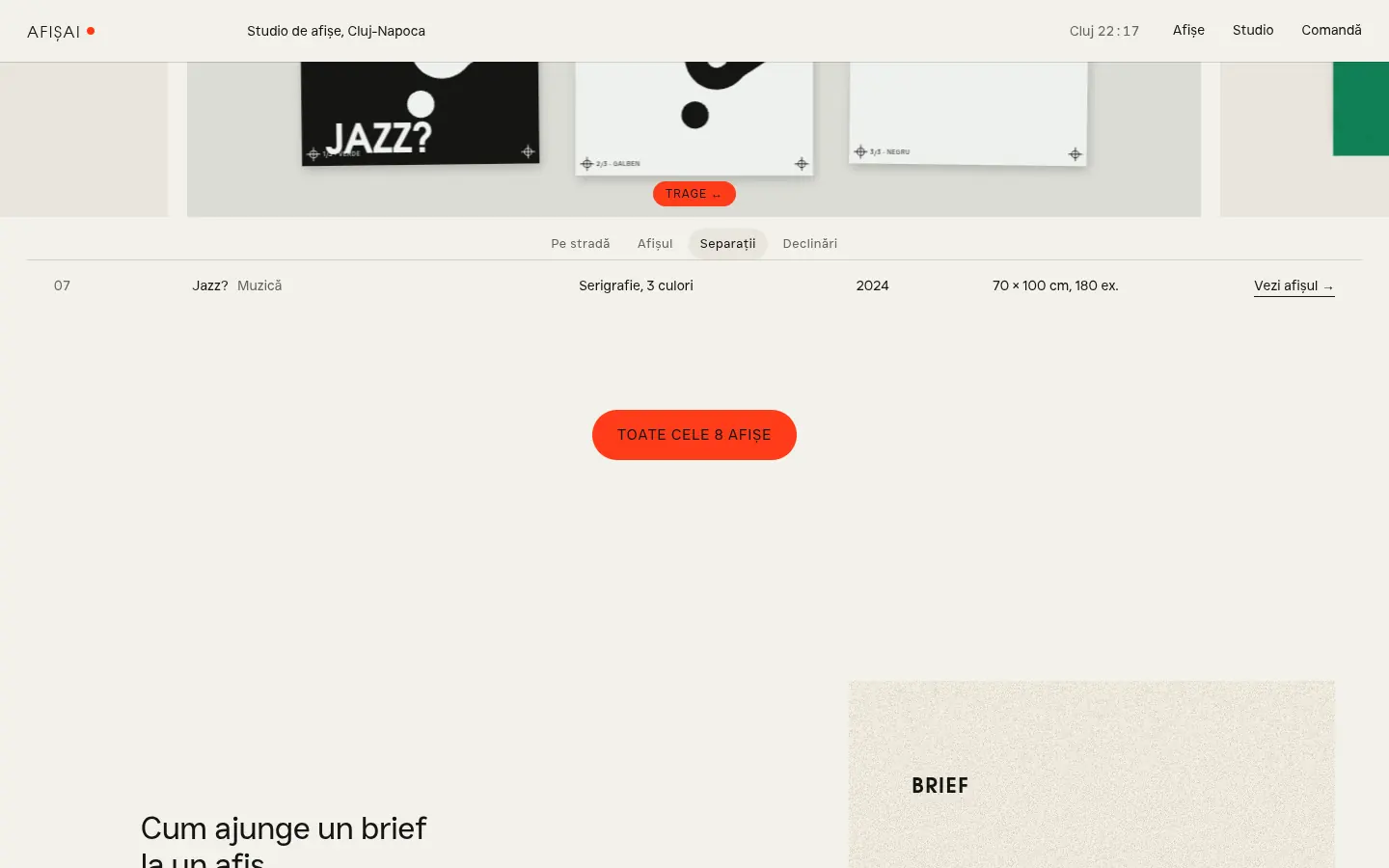 AFIȘAI studio, further down the home page