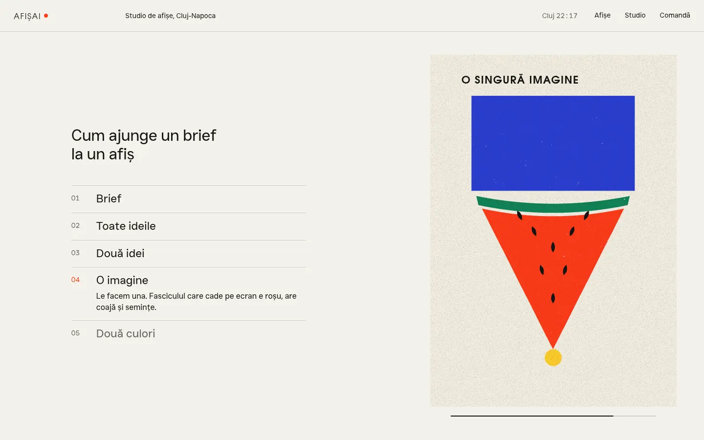 AFIȘAI studio, further down the home page