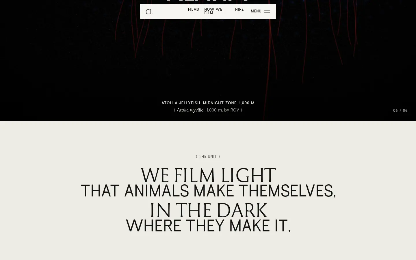 COLD LIGHT, further down the home page