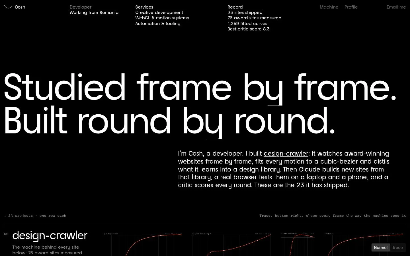 COSH: the first screen of the site at 1440 by 900