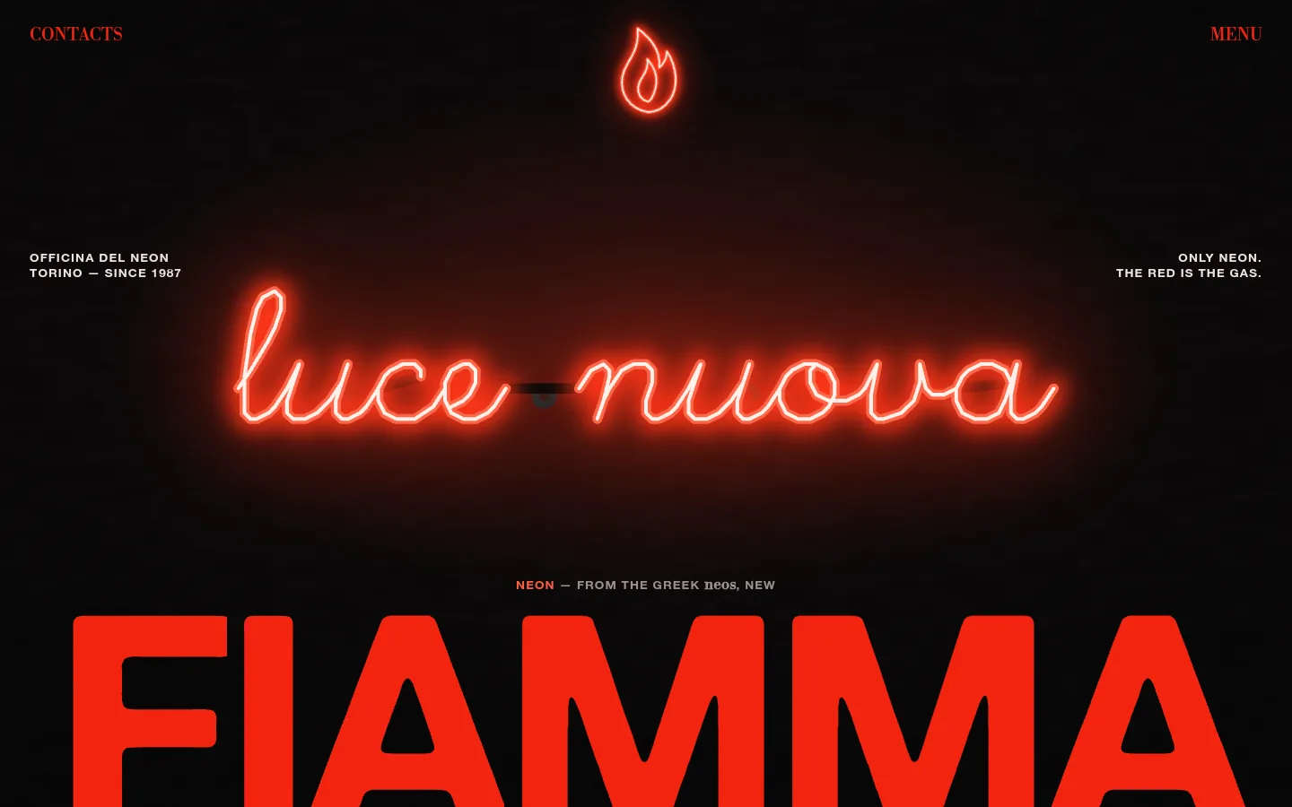 FIAMMA: the first screen of the site at 1440 by 900