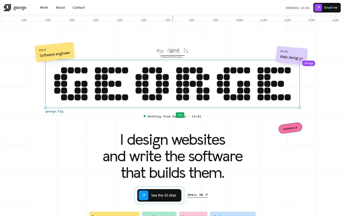 GEORGE „Open file”: the first screen of the site at 1440 by 900
