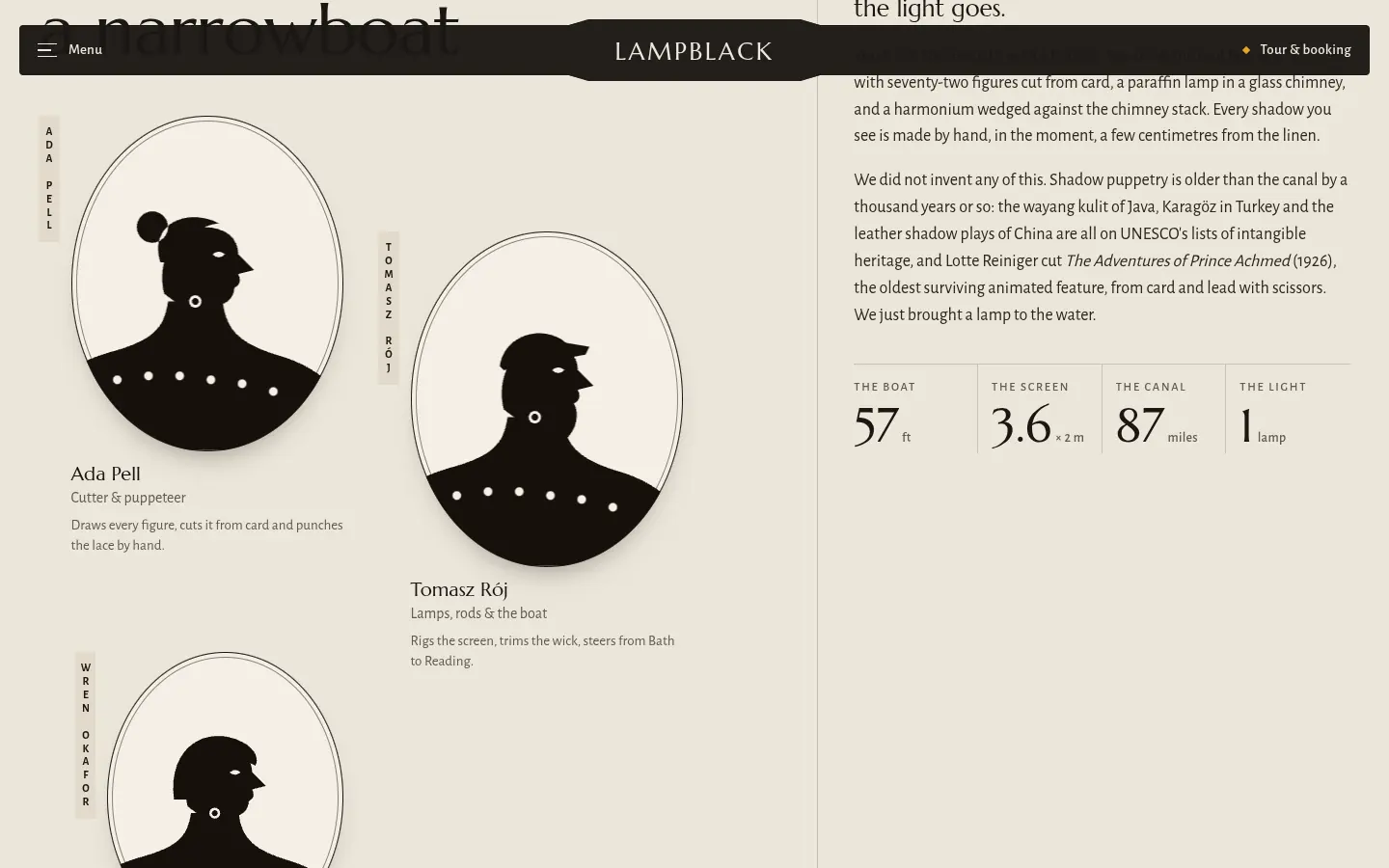 LAMPBLACK, further down the home page