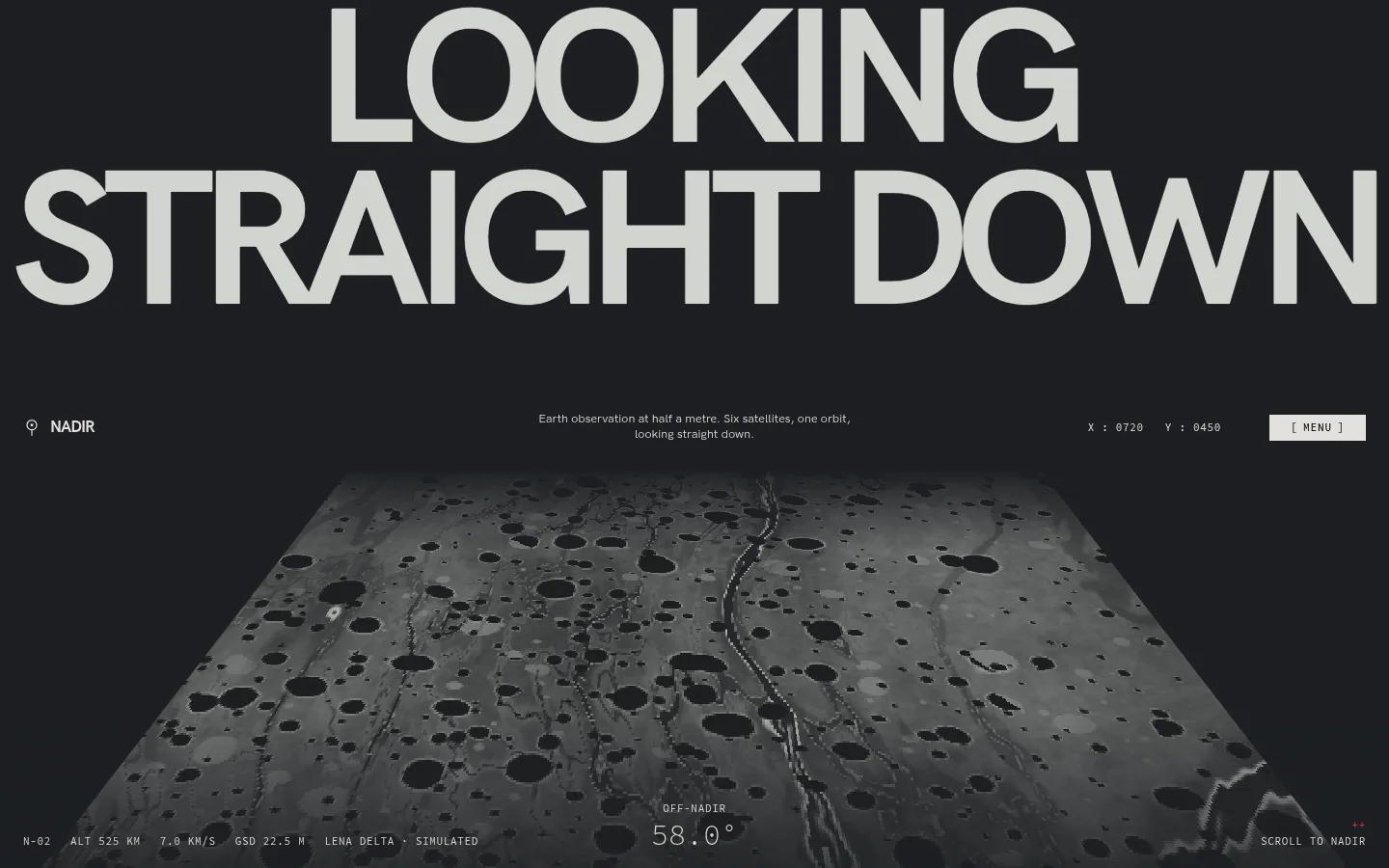 NADIR: the first screen of the site at 1440 by 900