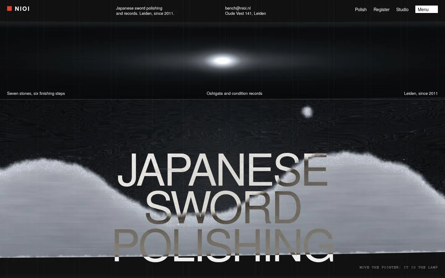 NIOI: the first screen of the site at 1440 by 900