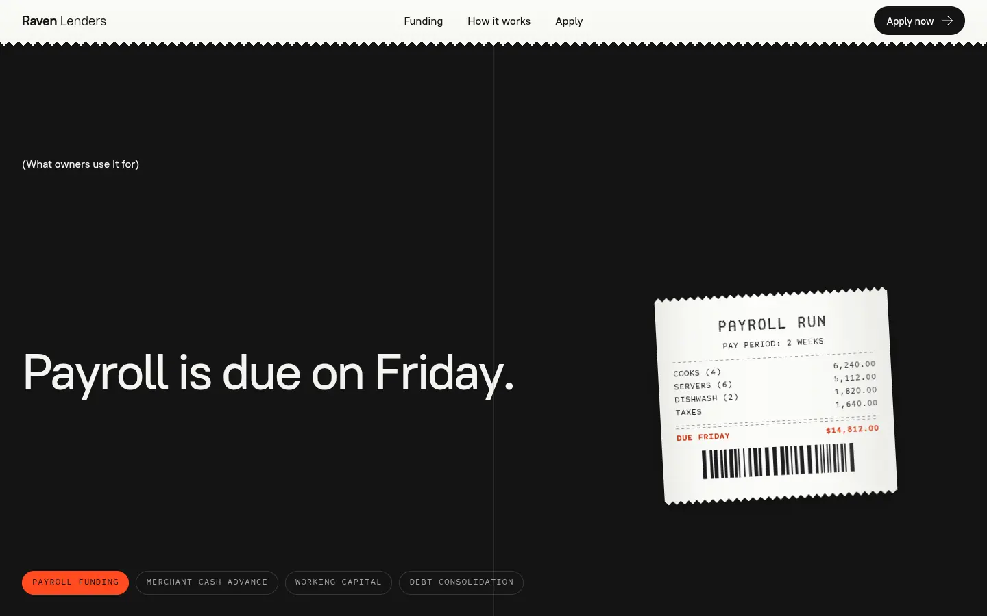 RAVEN LENDERS „Batch Close”, further down the home page