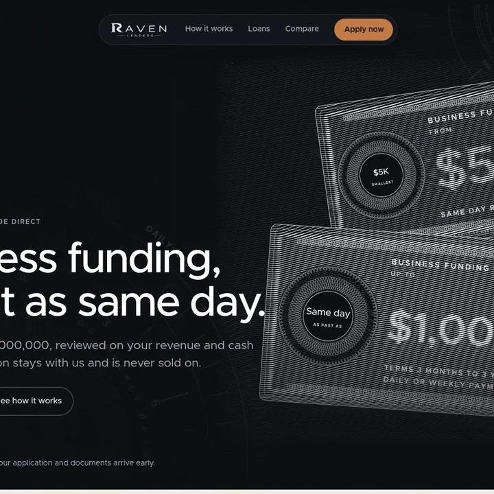 RAVEN LENDERS „Intaglio”: the first screen of the site
