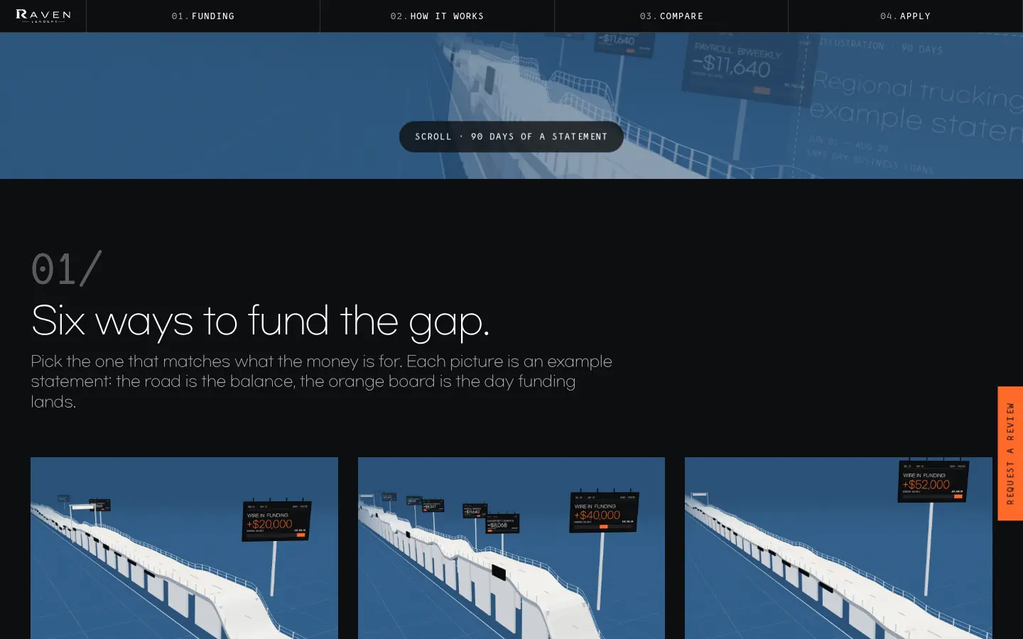 RAVEN LENDERS „Running Balance”, further down the home page