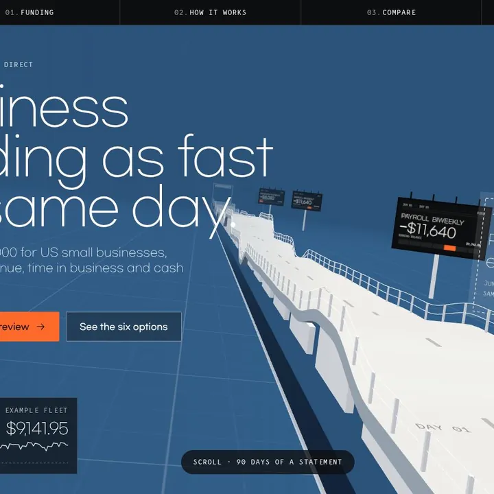 RAVEN LENDERS „Running Balance”: the first screen of the site