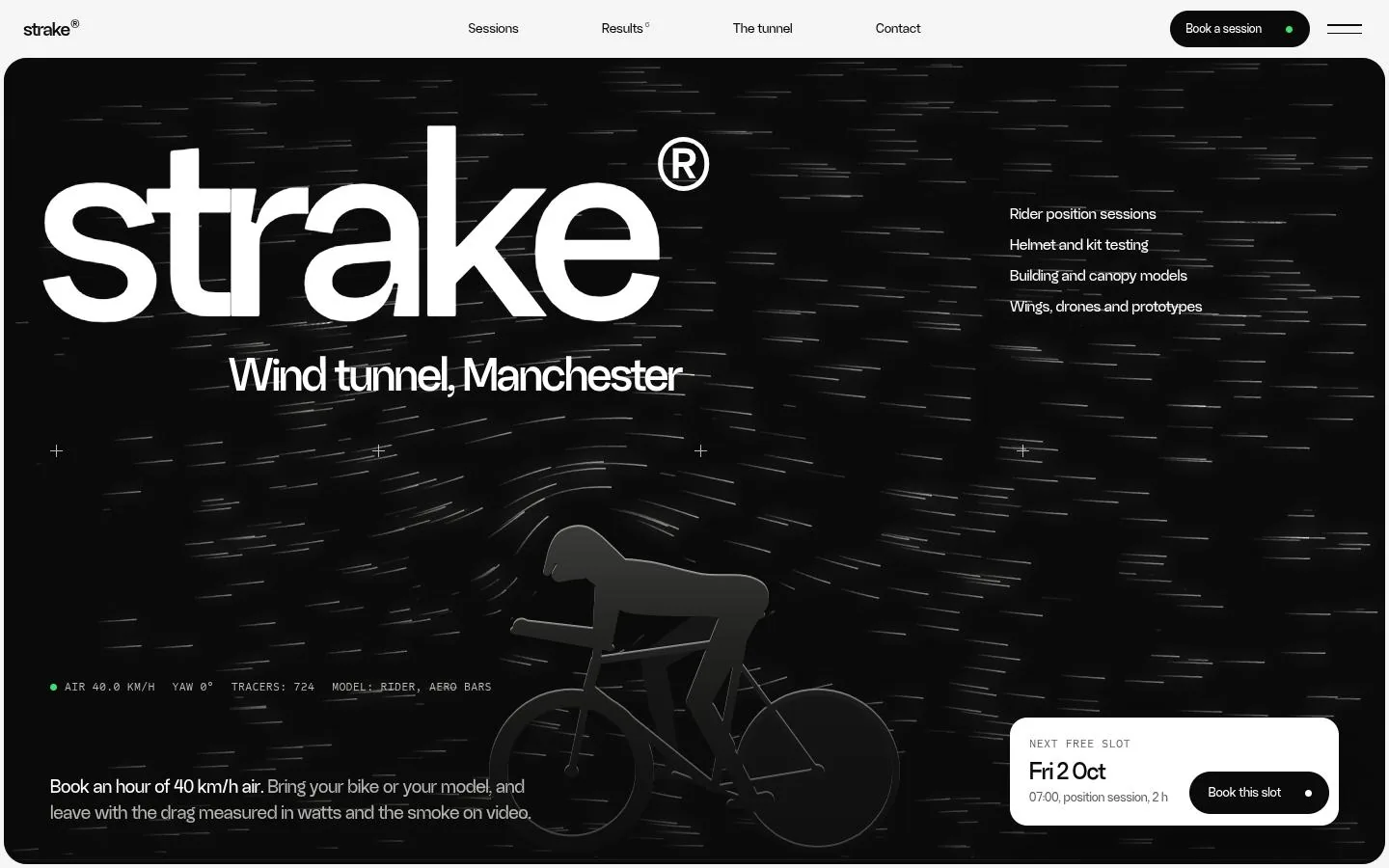 STRAKE: the first screen of the site at 1440 by 900