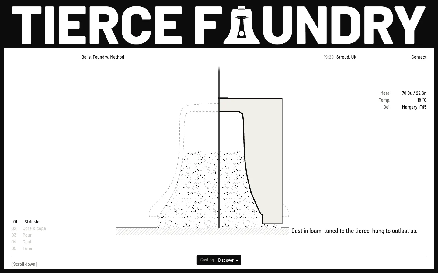 TIERCE FOUNDRY: the first screen of the site at 1440 by 900
