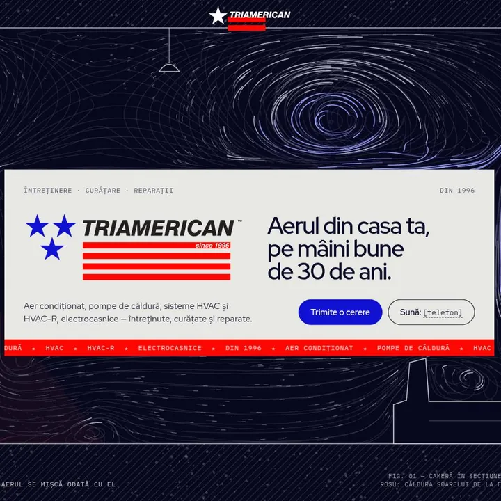 TRIAMERICAN: the first screen of the site