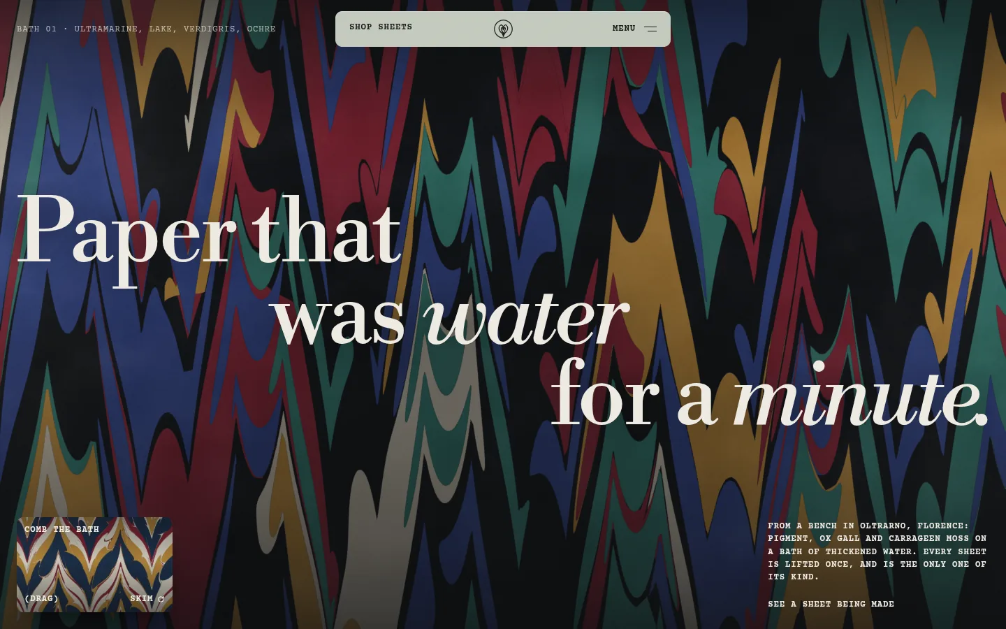 VASCA: the first screen of the site at 1440 by 900