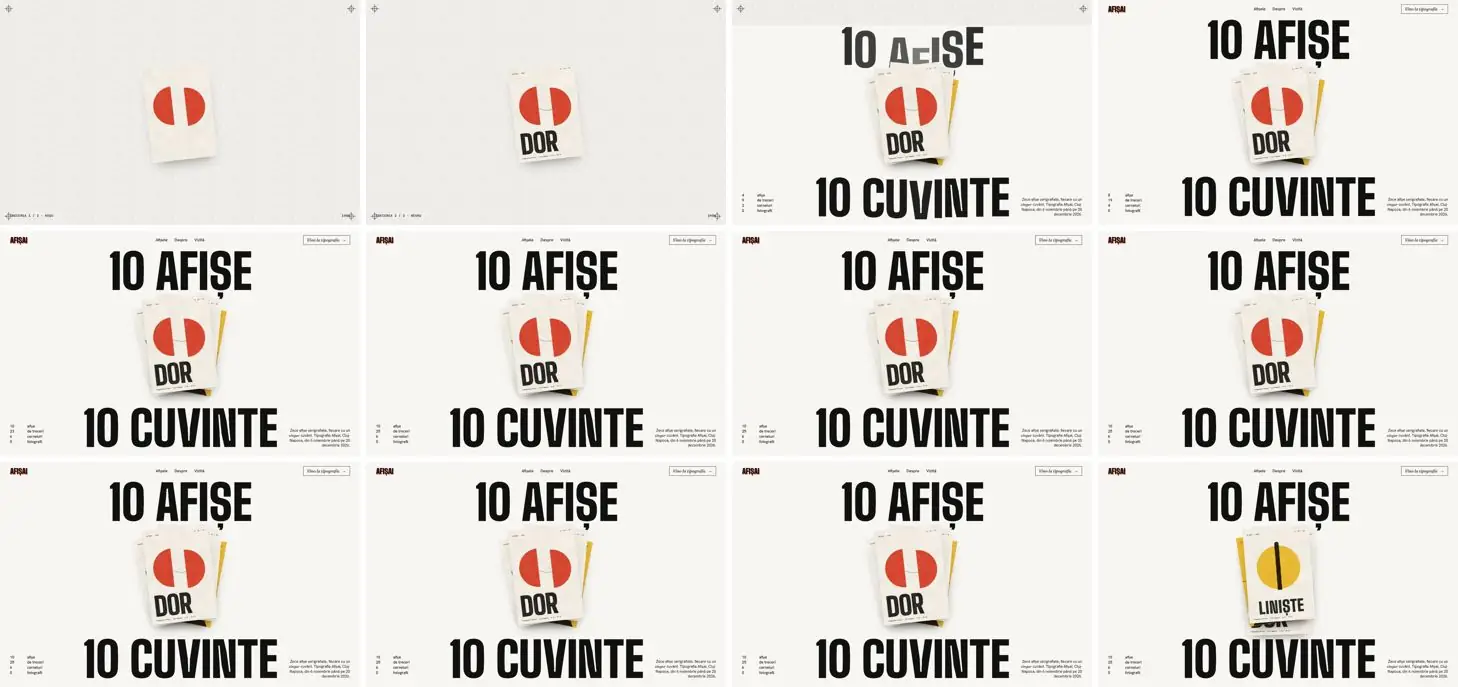 Twelve frames of AFIȘAI Cluj opening, left to right, top to bottom
