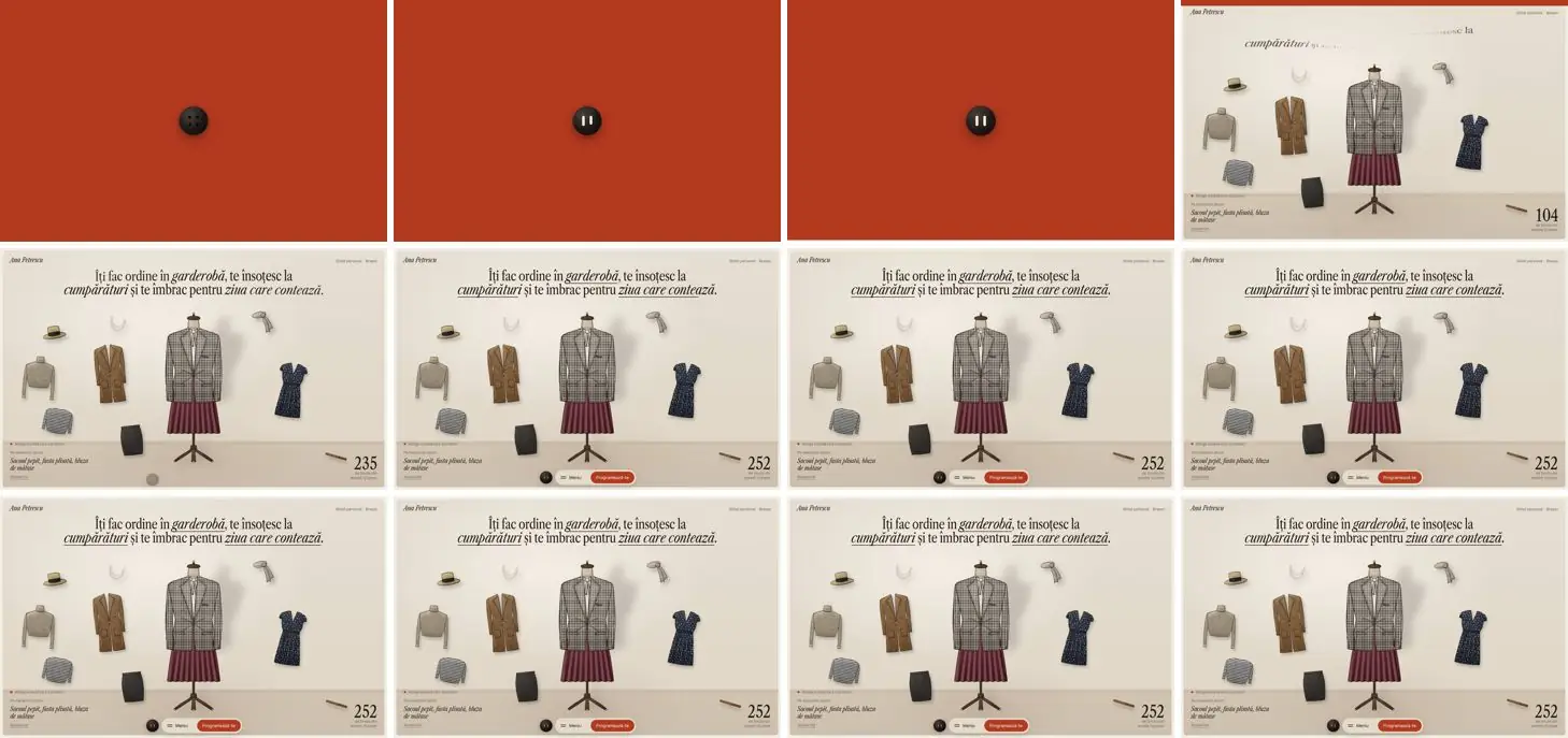 Twelve frames of ANA PETRESCU opening, left to right, top to bottom