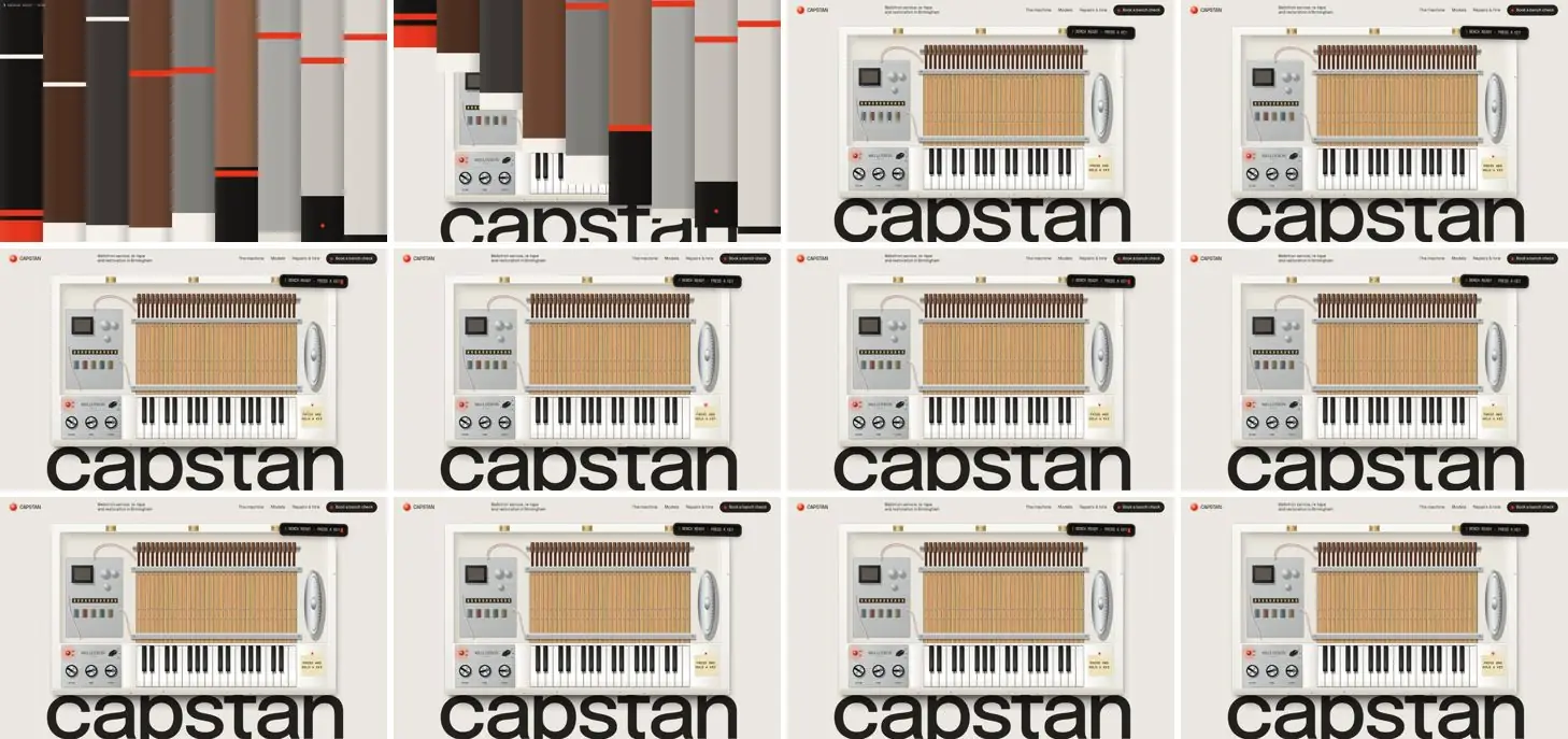 Twelve frames of CAPSTAN opening, left to right, top to bottom