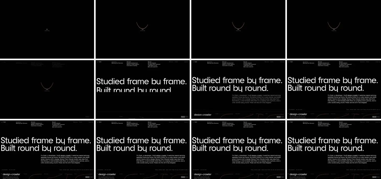 Twelve frames of COSH opening, left to right, top to bottom