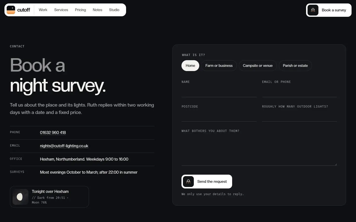 CUTOFF: the contact page
