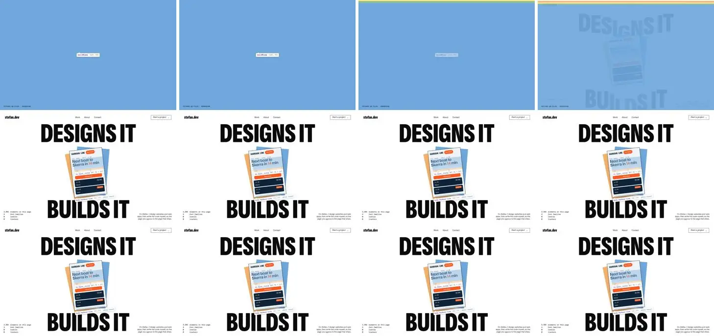 Twelve frames of INSPECT opening, left to right, top to bottom