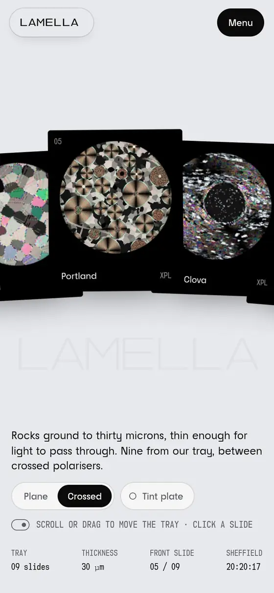 LAMELLA on a phone, screen 1