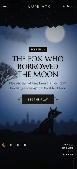 LAMPBLACK on a phone, screen 1