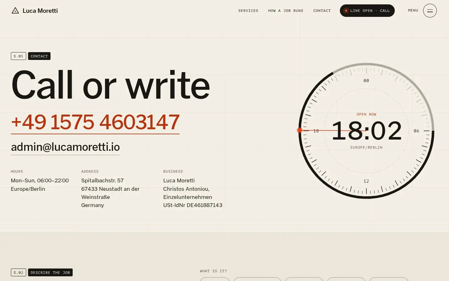 LUCA MORETTI: the contact page