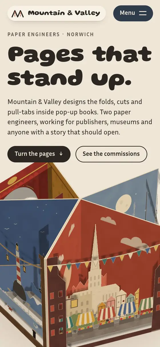 MOUNTAIN & VALLEY on a phone, screen 1