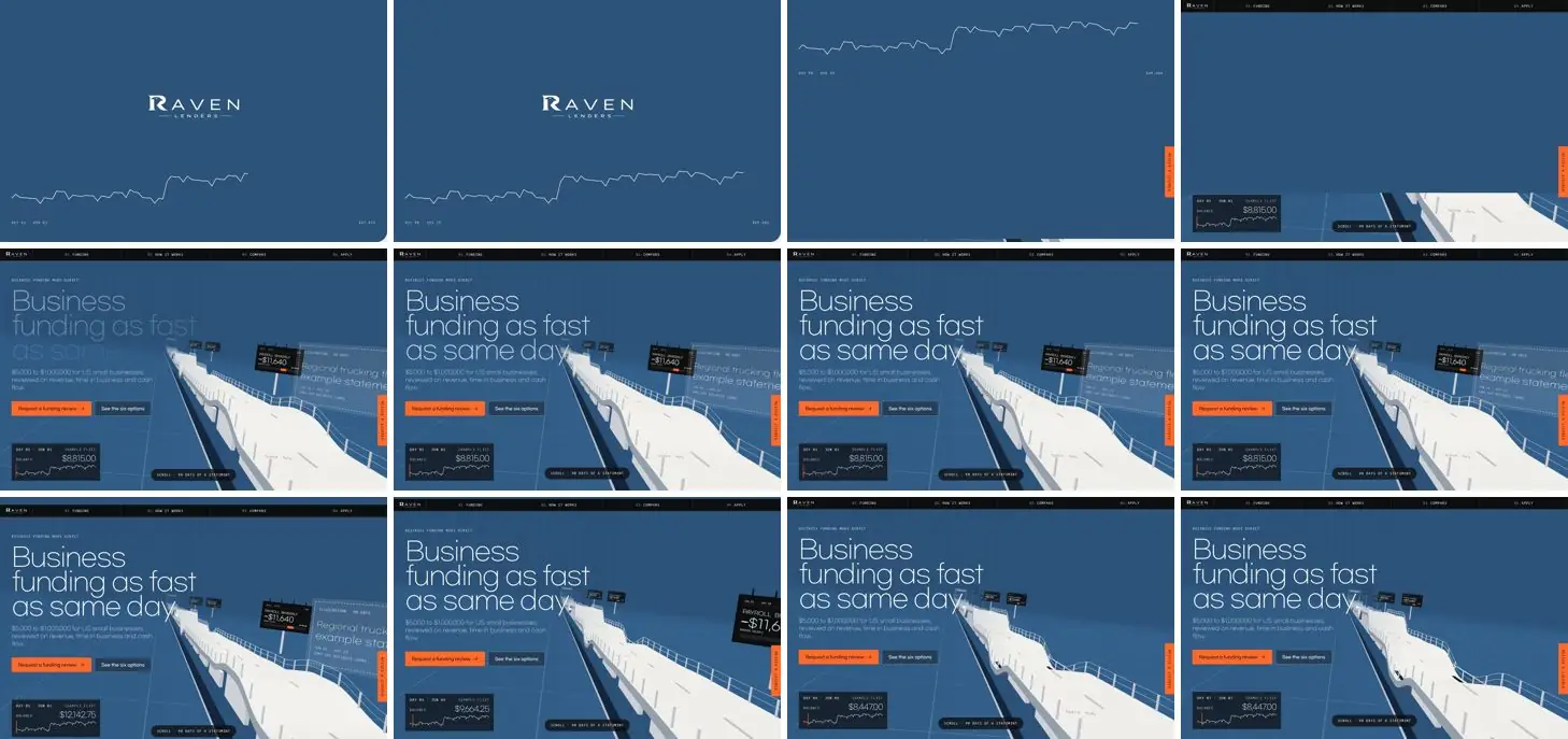 Twelve frames of RAVEN LENDERS „Running Balance” opening, left to right, top to bottom