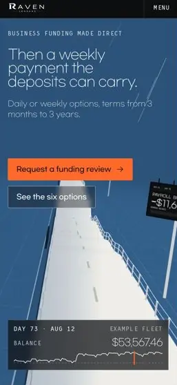 RAVEN LENDERS „Running Balance” on a phone, screen 2