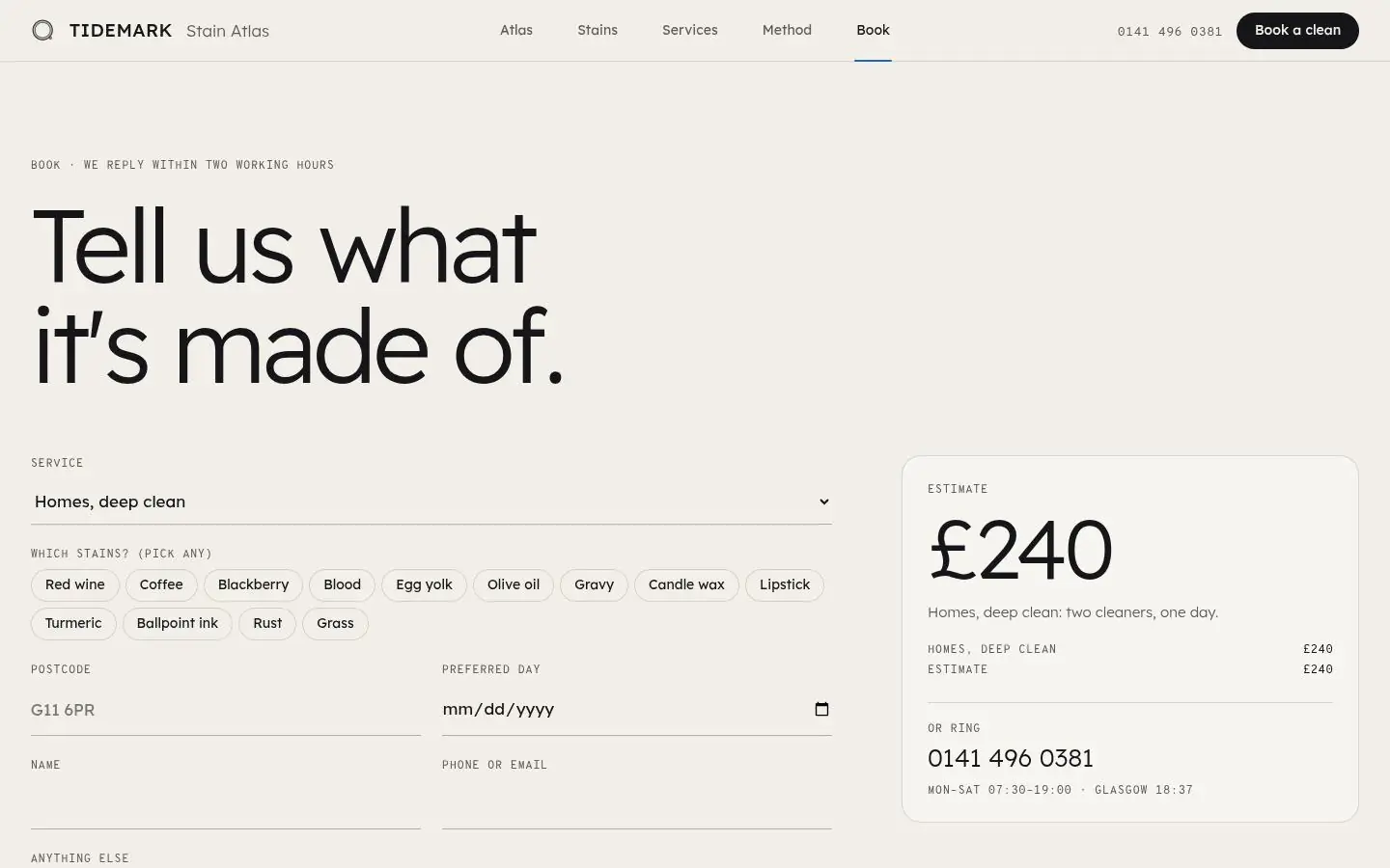 TIDEMARK: the book page