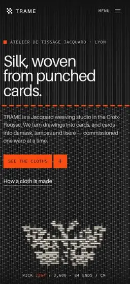 TRAME on a phone, screen 1