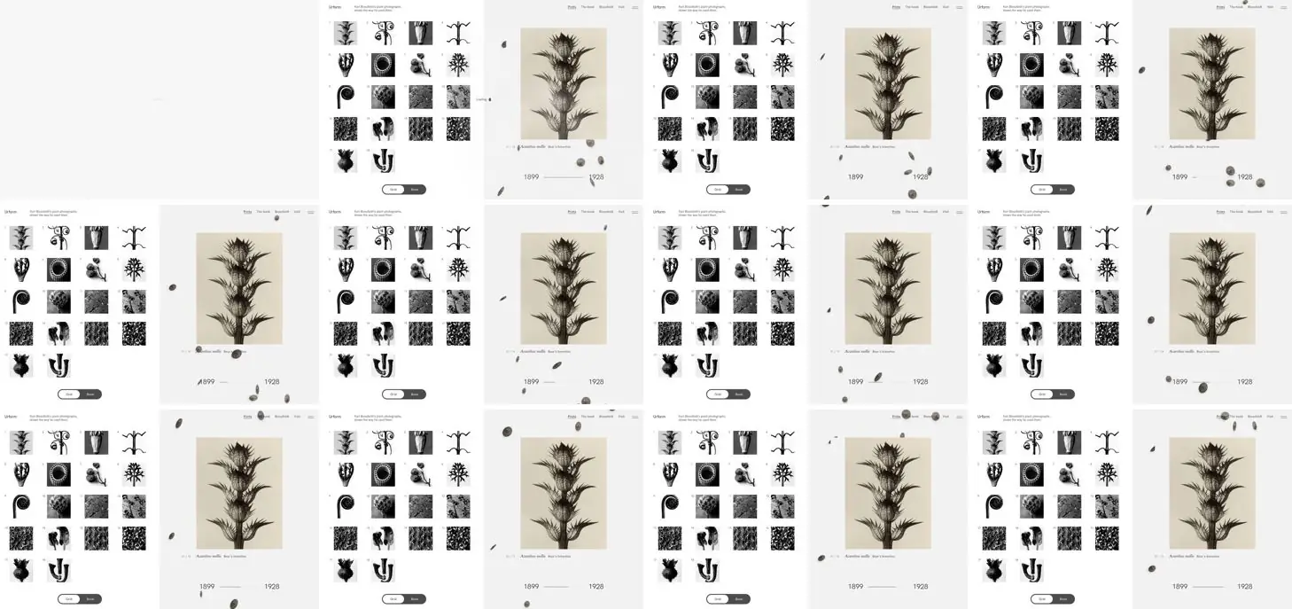 Twelve frames of URFORM opening, left to right, top to bottom