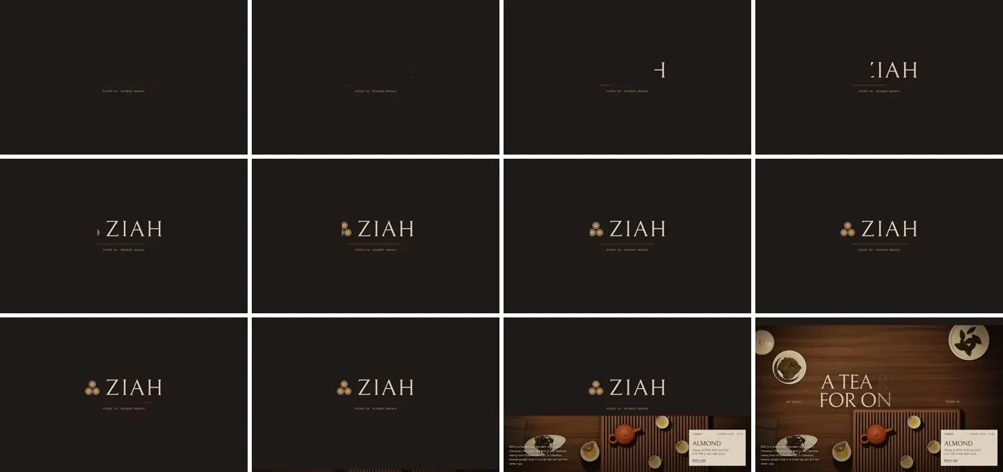 Twelve frames of ZIAH opening, left to right, top to bottom