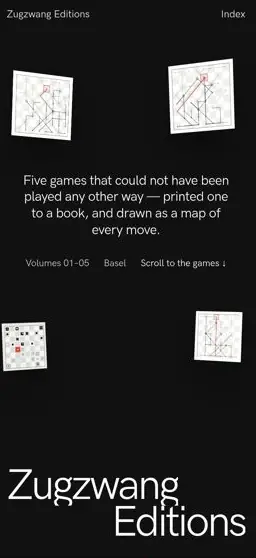 ZUGZWANG Editions on a phone, screen 1