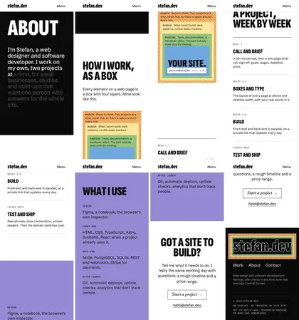 The same page at phone width.