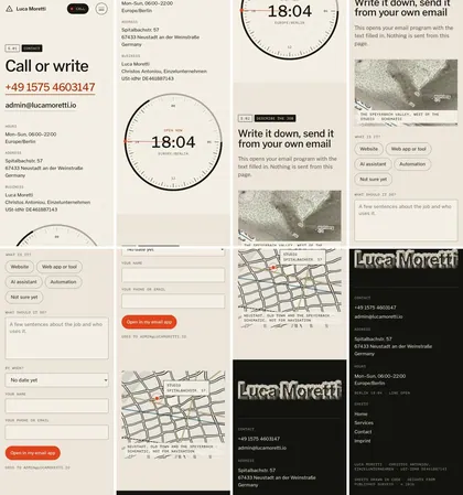 The same page at phone width.